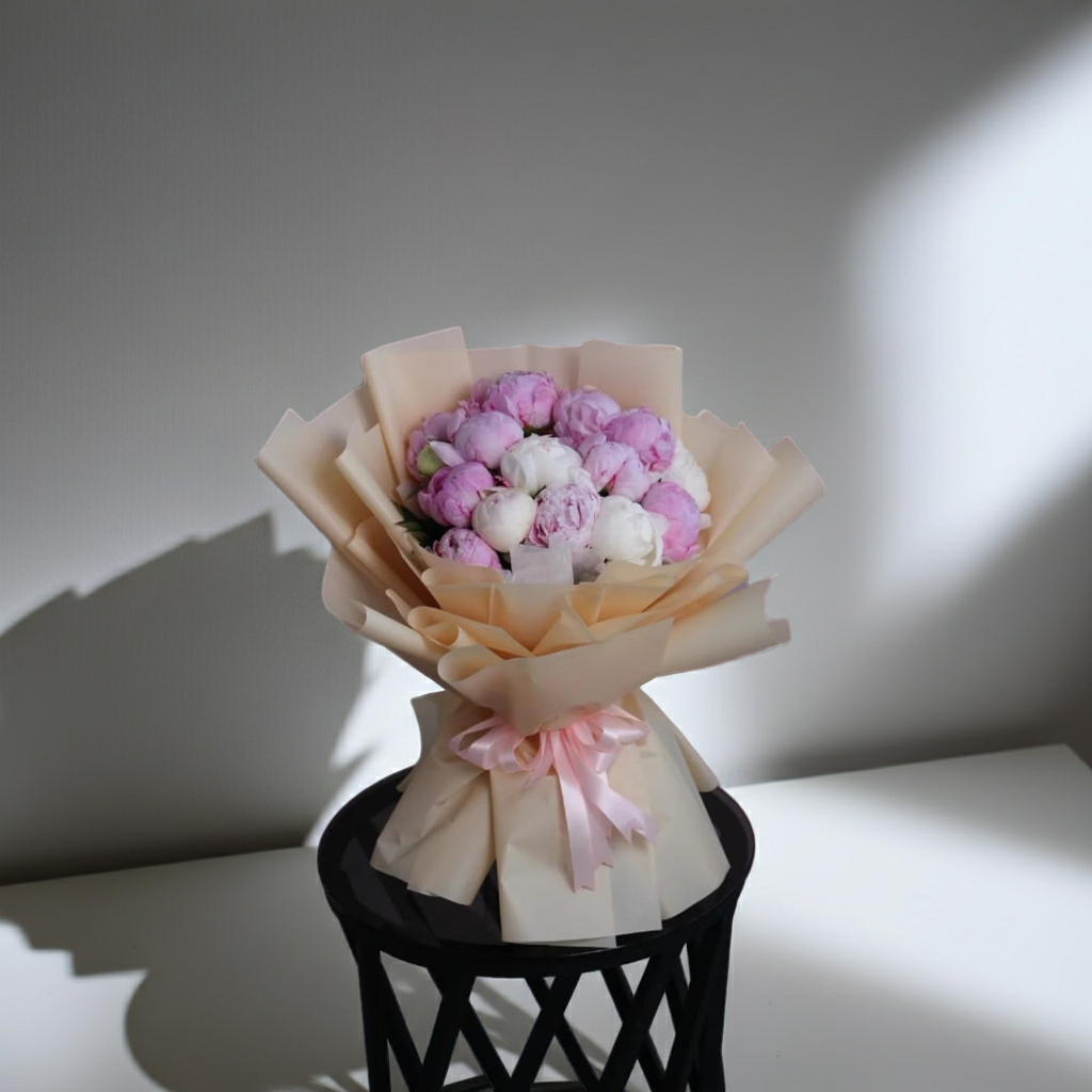 Elegant Purple & White Roses Bouquet